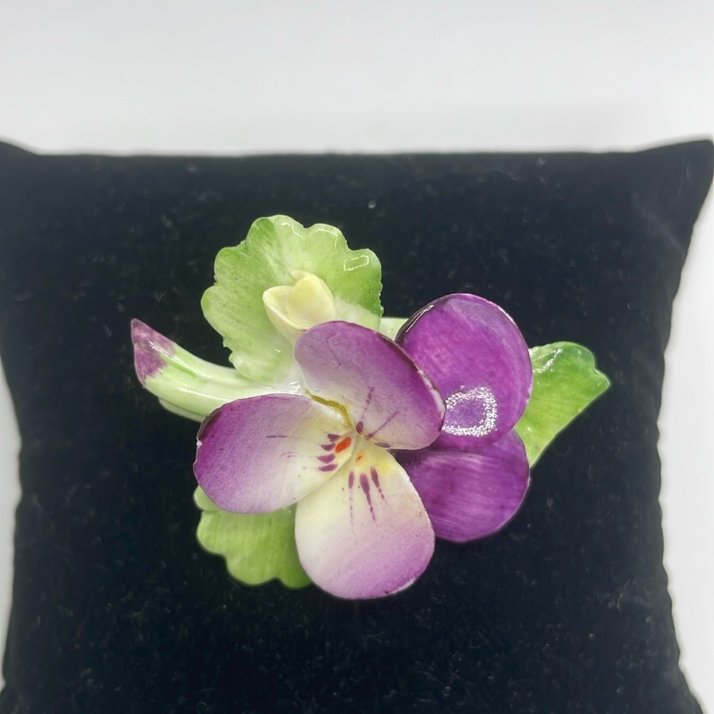 Cara China Staffordshire Made In England Signed Violet Pin Brooch